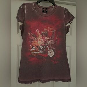 Harley-Davidson Las Vegas Graphic T-Shirt XL Biker Pinup Style
